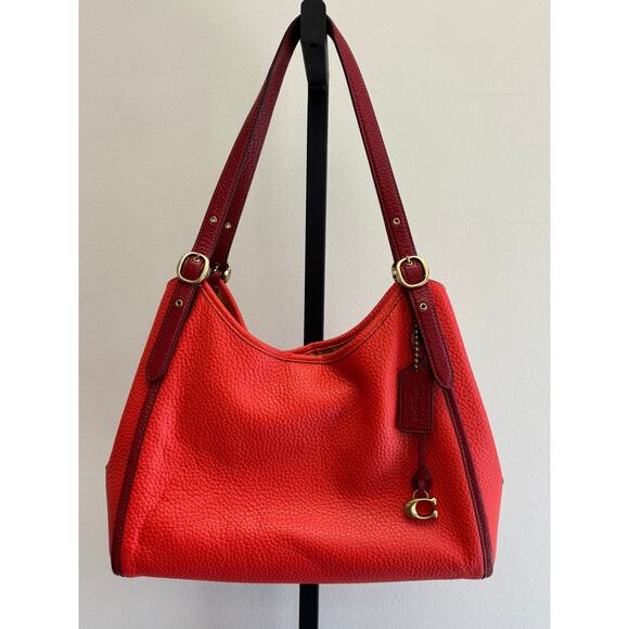 Coach Red Pebble Leather Lori Shoulder Bag C6627 #62769 - Picture 1 of 15